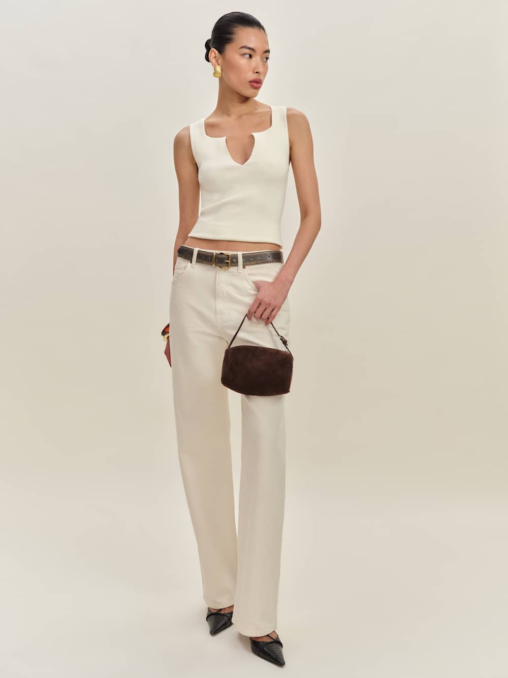 Reformation Rylie Cotton Sweater Tank - Fior Di Latte