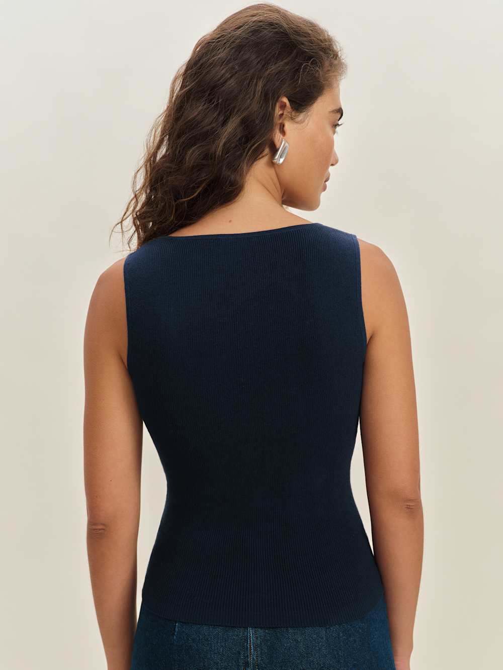 Reformation Rylie Cotton Sweater Tank - Navy