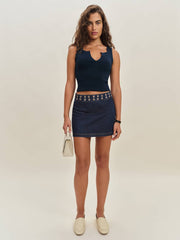 Reformation Rylie Cotton Sweater Tank - Navy