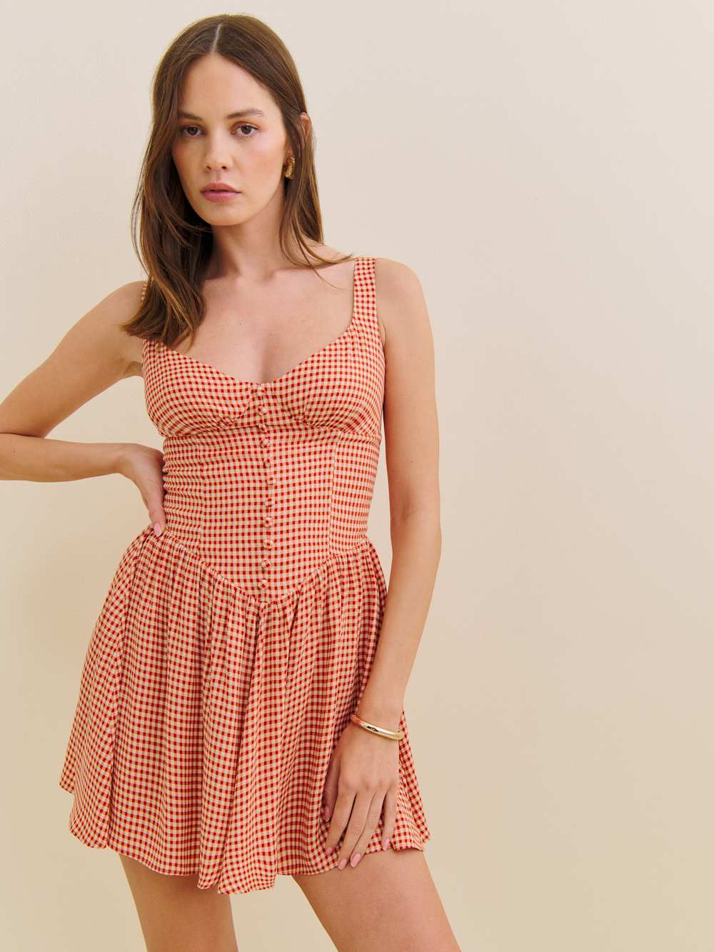 Reformation Wynn Dress - Strawberry Check