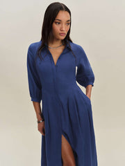 Reformation Tara Linen Dress - French Blue