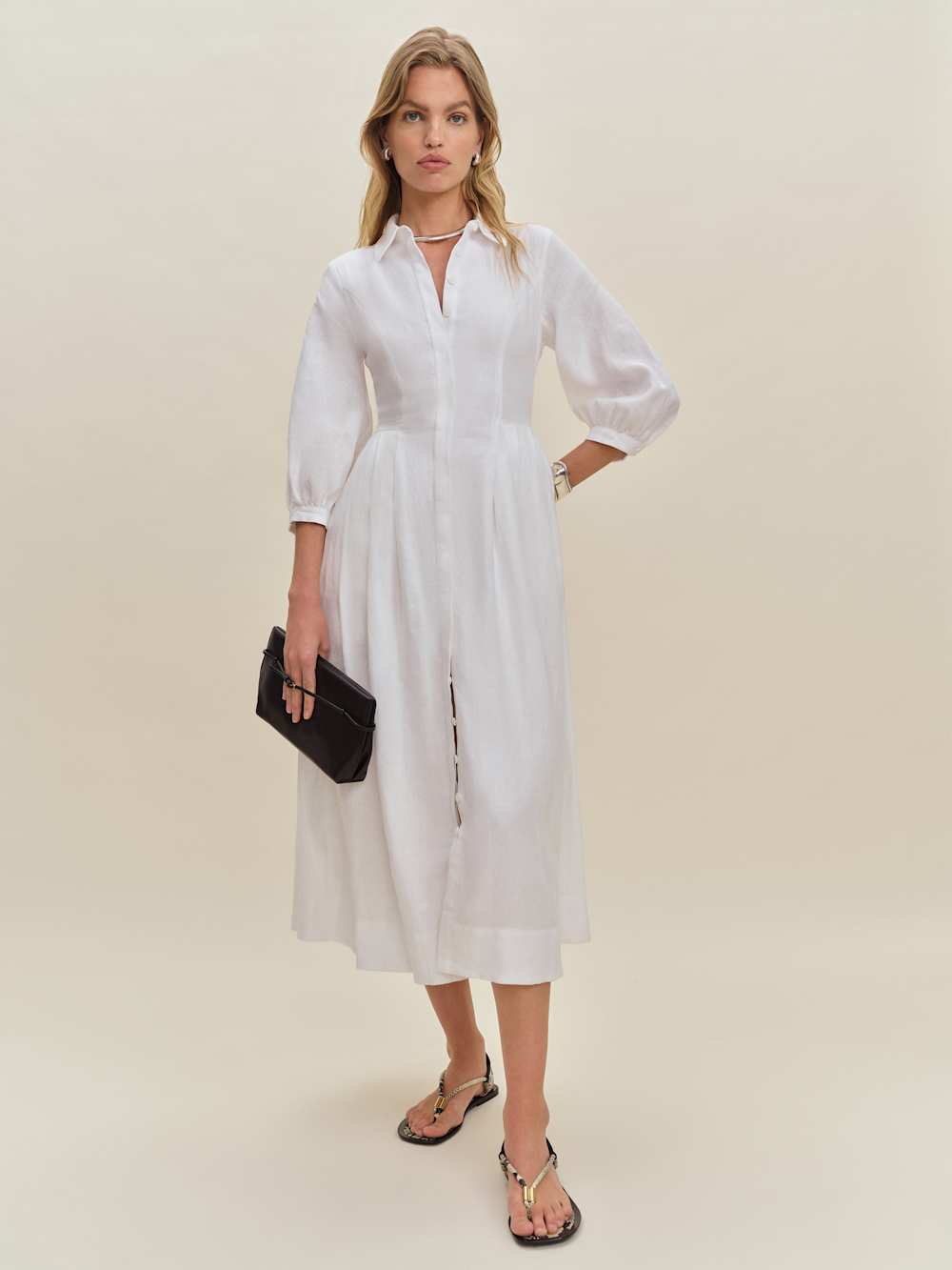 Reformation Tara Linen Dress - White