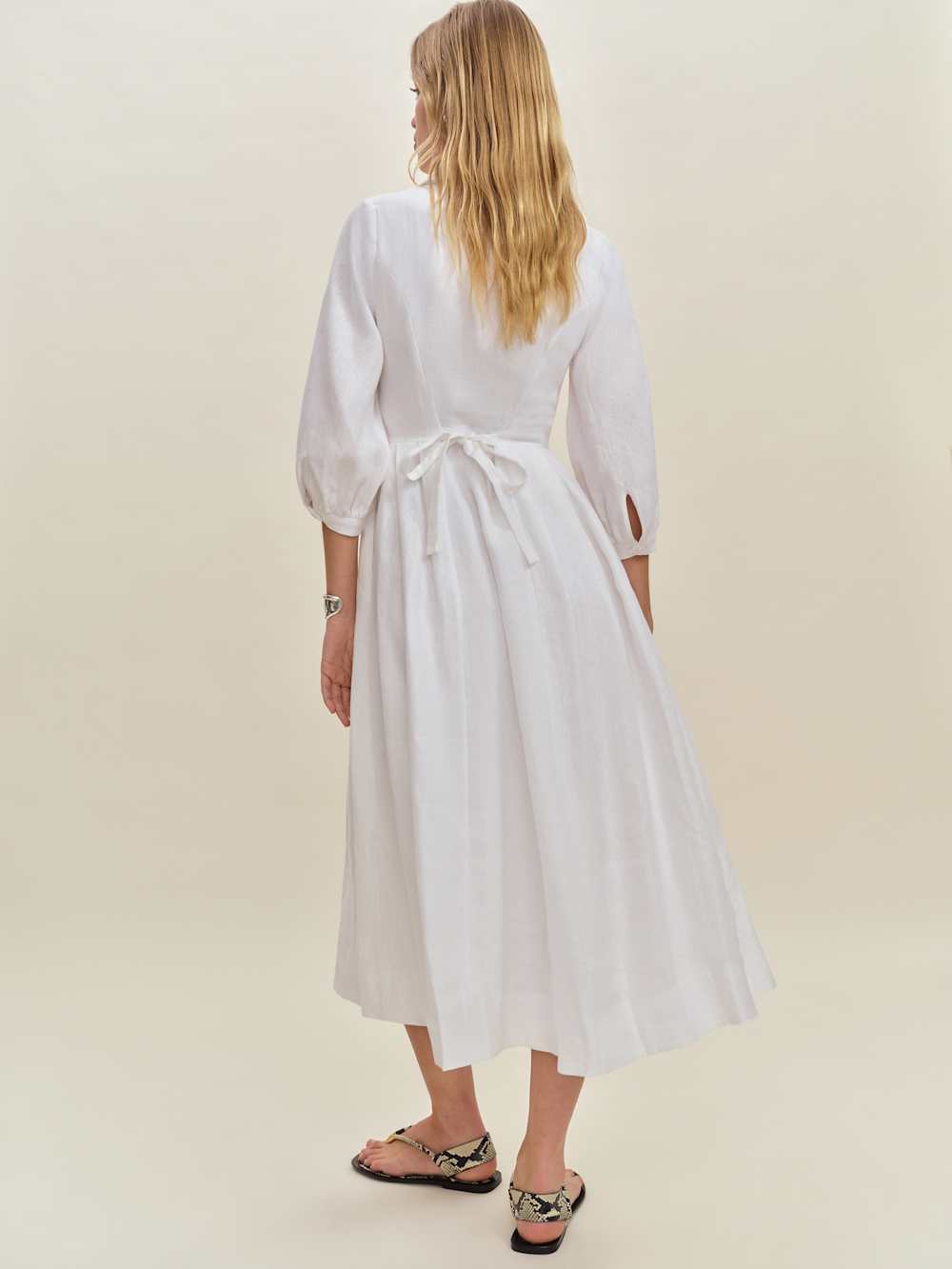 Reformation Tara Linen Dress - White