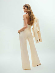 Reformation Banks Linen High Rise Wide Leg Pant - Sugar