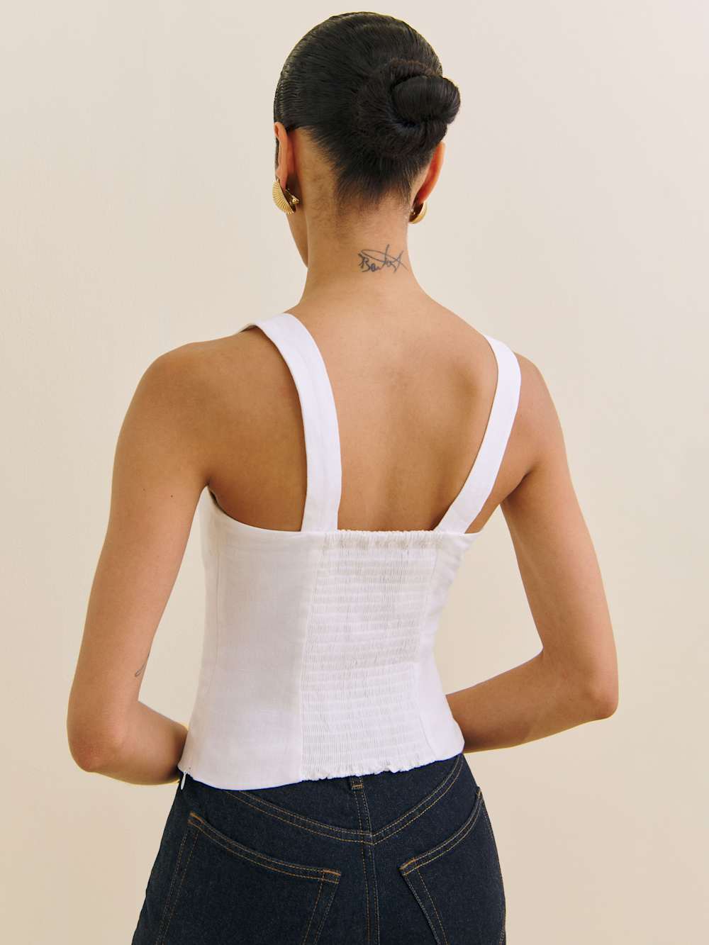 Reformation Darci Linen Top - White