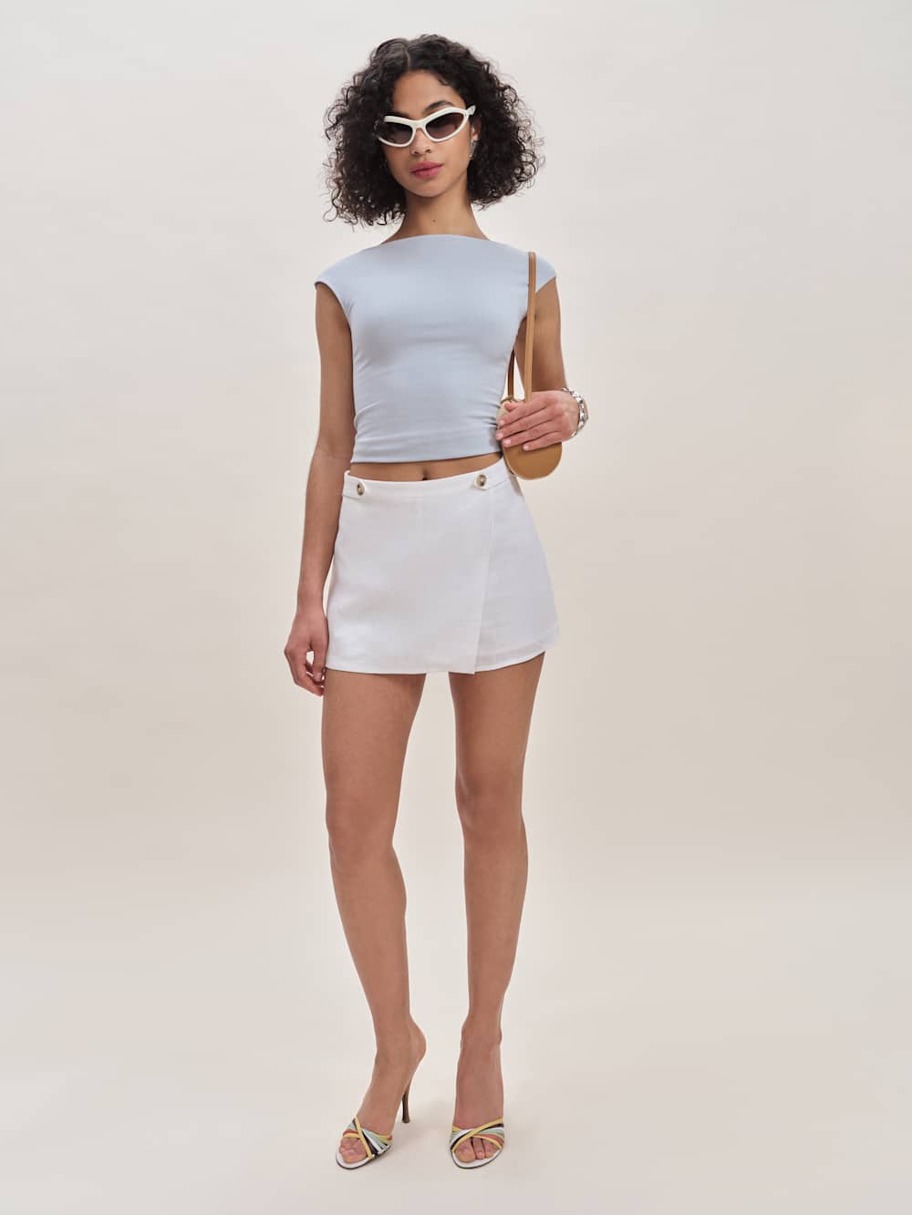 Reformation Clover Linen Micro Skort - White