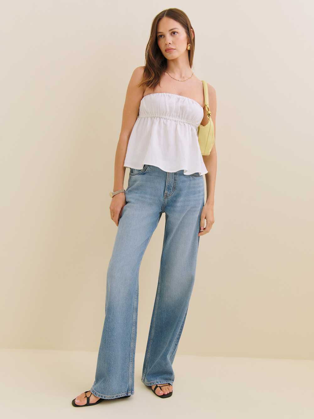 Reformation Inez Linen Top - White