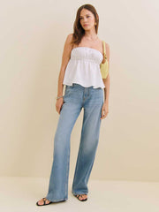 Reformation Inez Linen Top - White