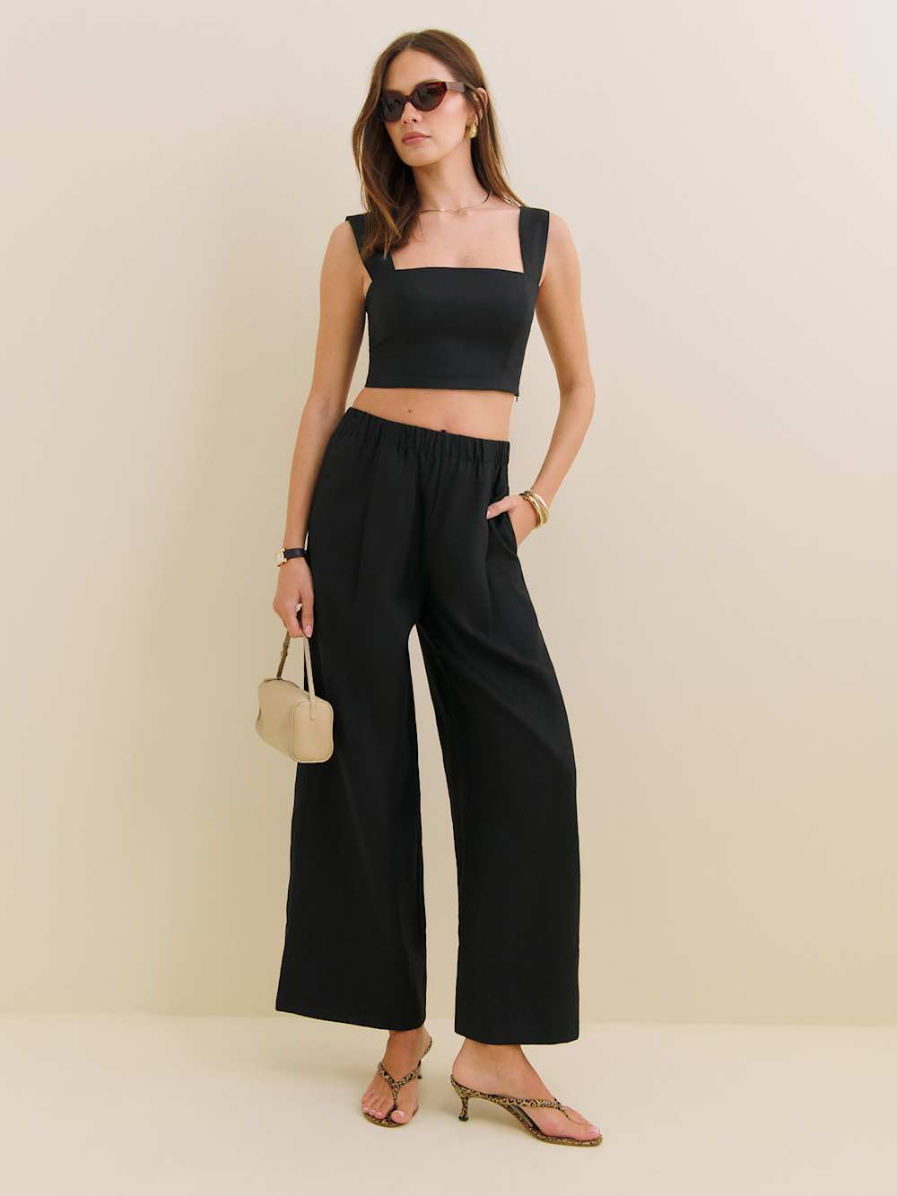 Reformation Jasmine Linen Top - Black