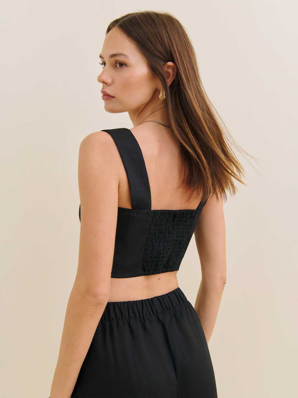 Reformation Jasmine Linen Top - Black