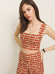 Reformation Jasmine Linen Top - Fresh Tomato