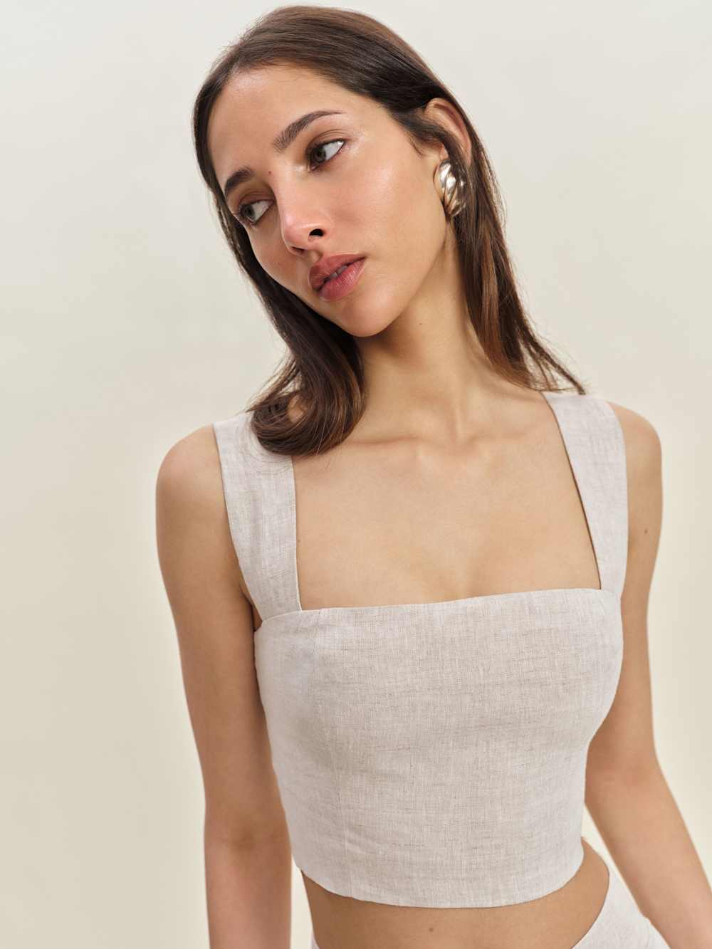 Reformation Jasmine Linen Top - Oatmeal