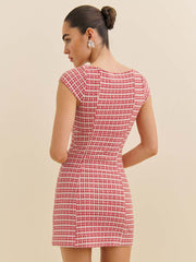Reformation Xenia Knit Dress - Red Check