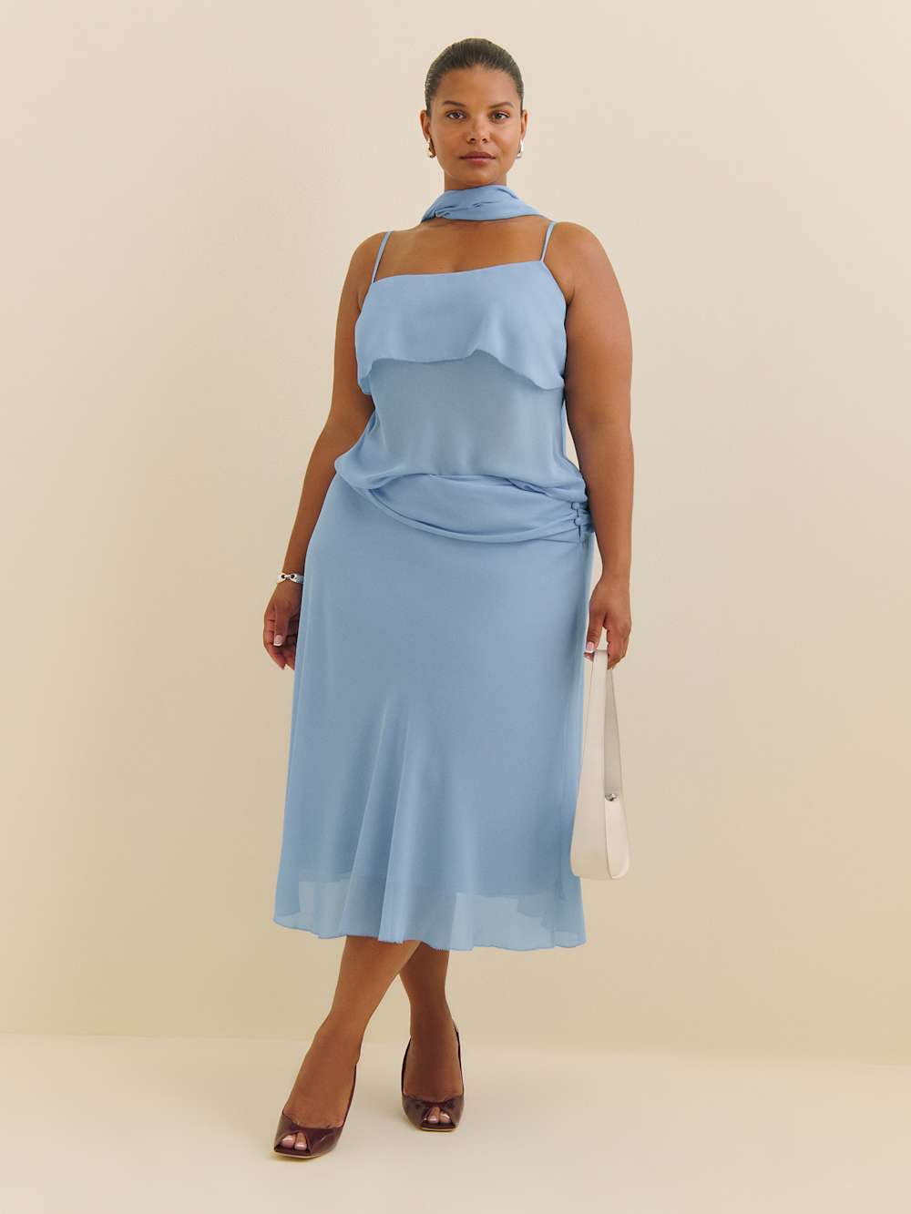 Reformation Olivia Low Waist Skirt Es - Ice Water