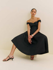 Reformation Monet Linen Dress - Black