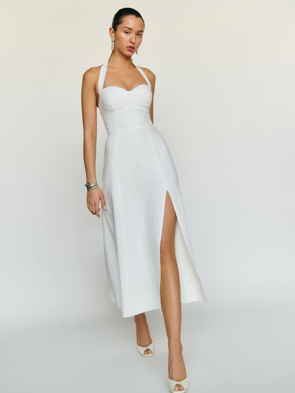Reformation Tala Linen Dress - White