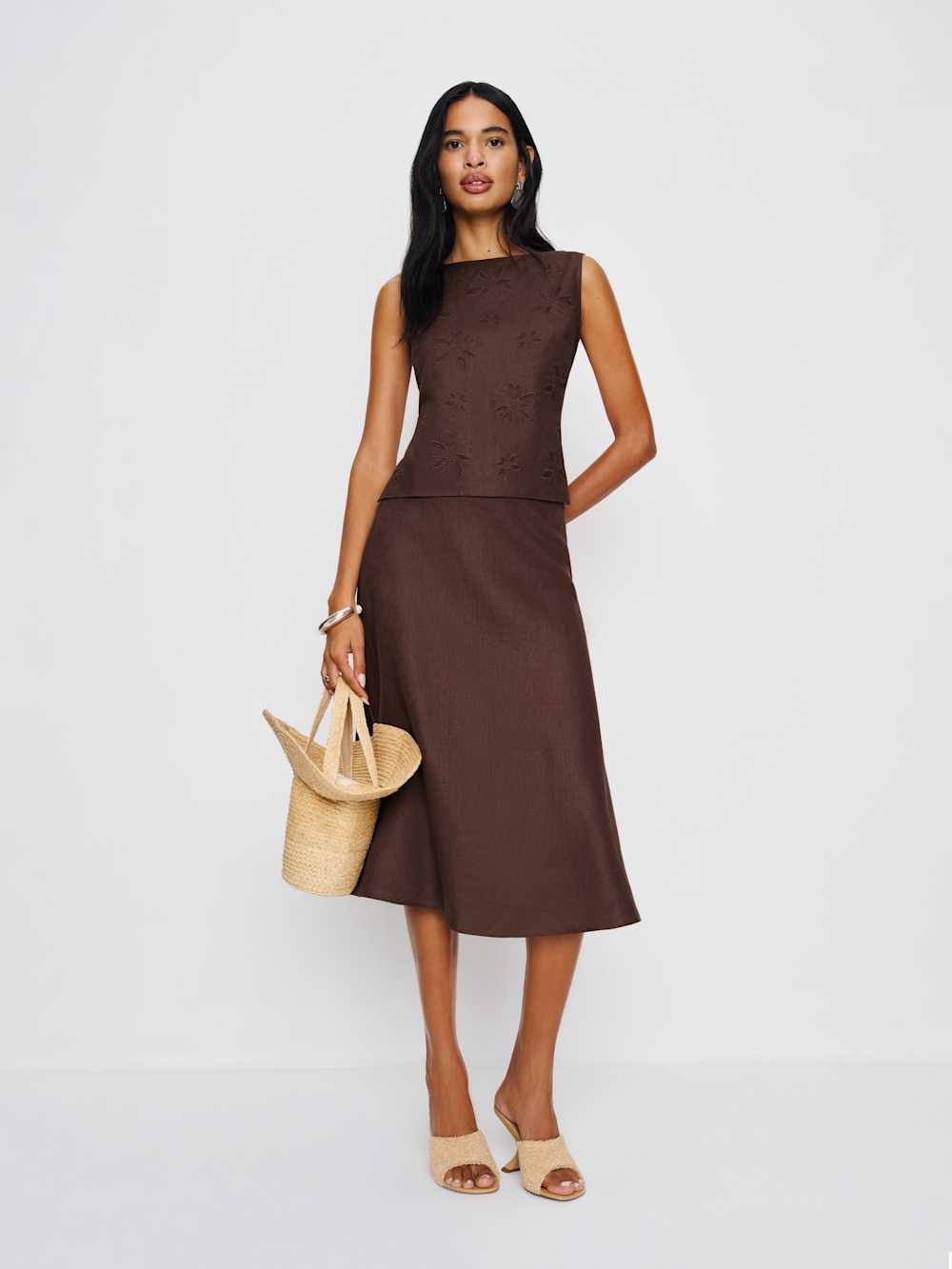 Reformation Ivy Linen Skirt - Cafe
