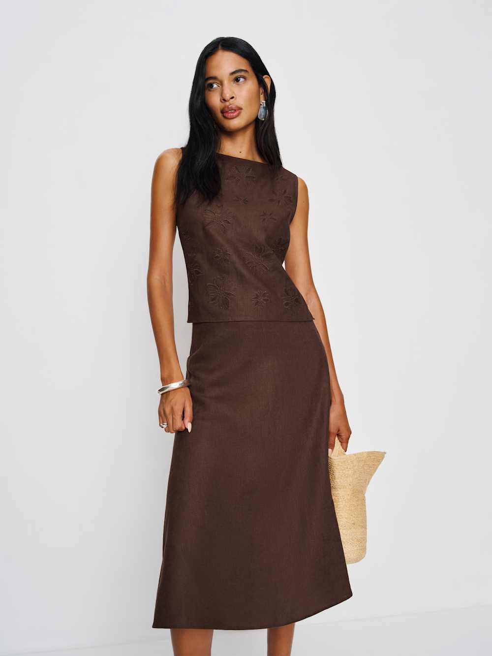 Reformation Ivy Linen Skirt - Cafe