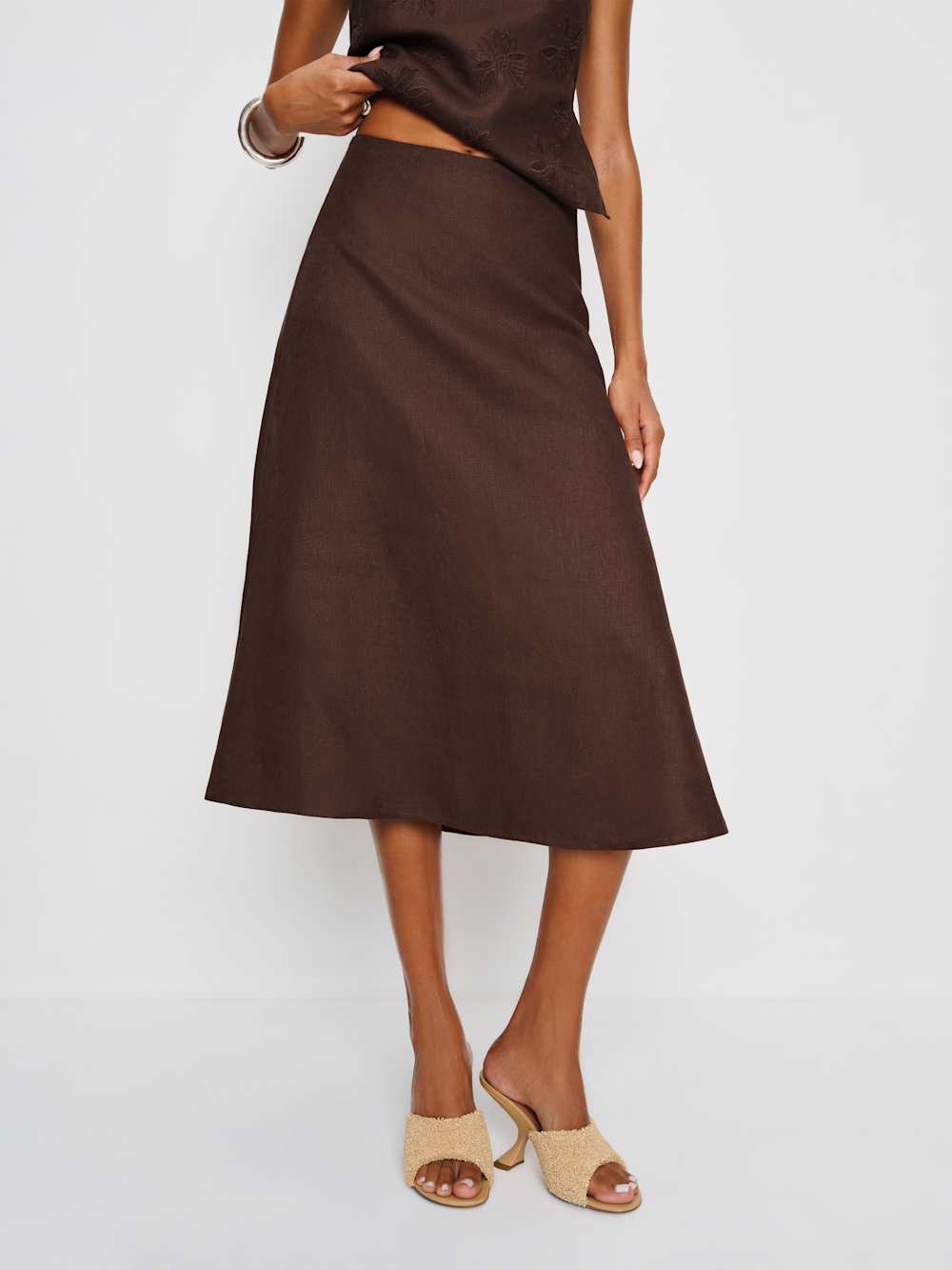 Reformation Ivy Linen Skirt - Cafe