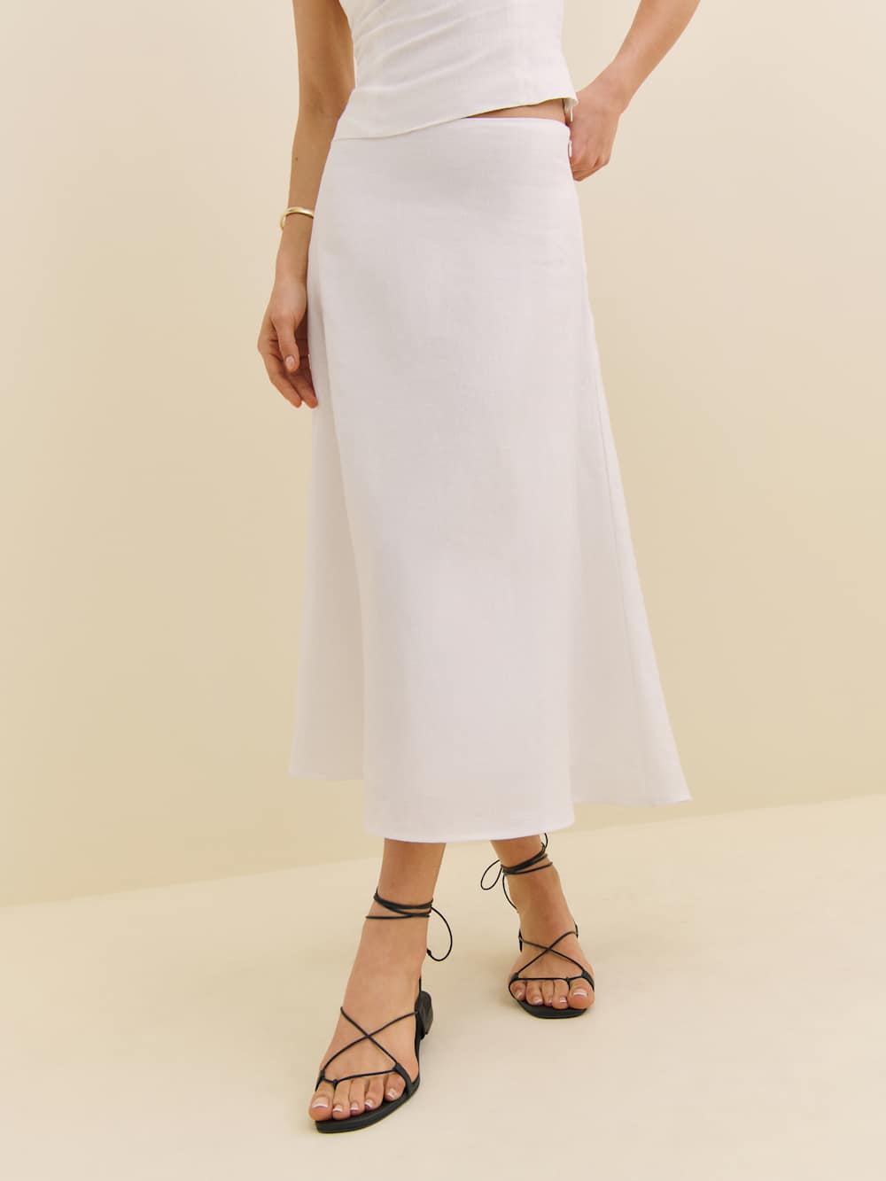 Reformation Ivy Linen Skirt - White