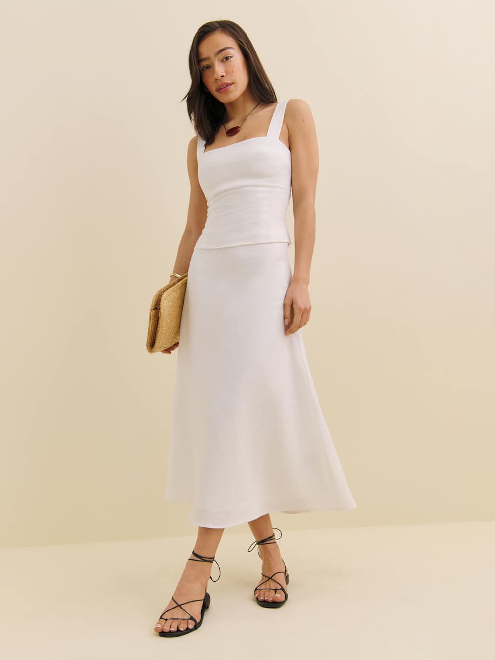 Reformation Ivy Linen Skirt - White