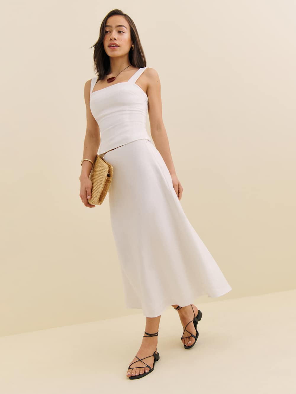 Reformation Ivy Linen Skirt - White