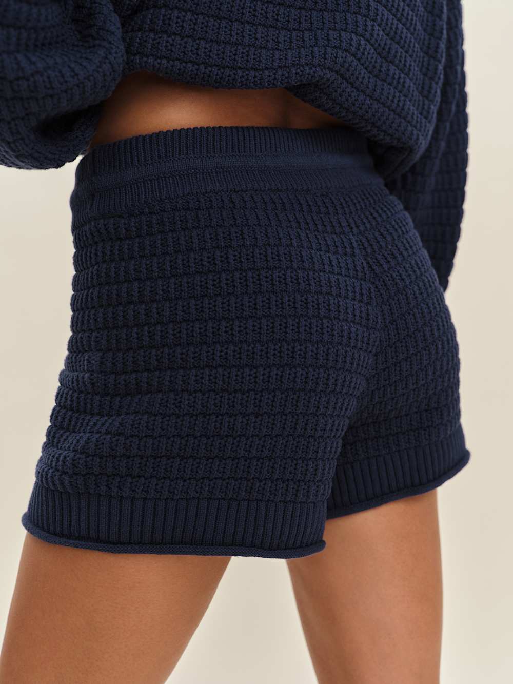 Reformation Collie Cotton Shorts - Navy