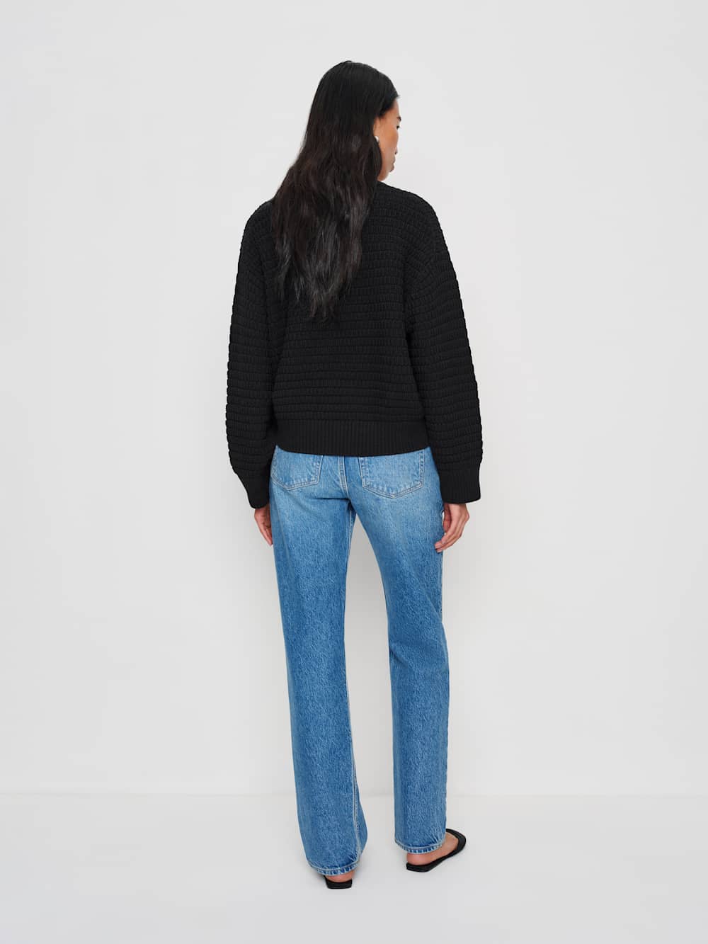 Reformation Collie Oversized Cotton Crew - Black