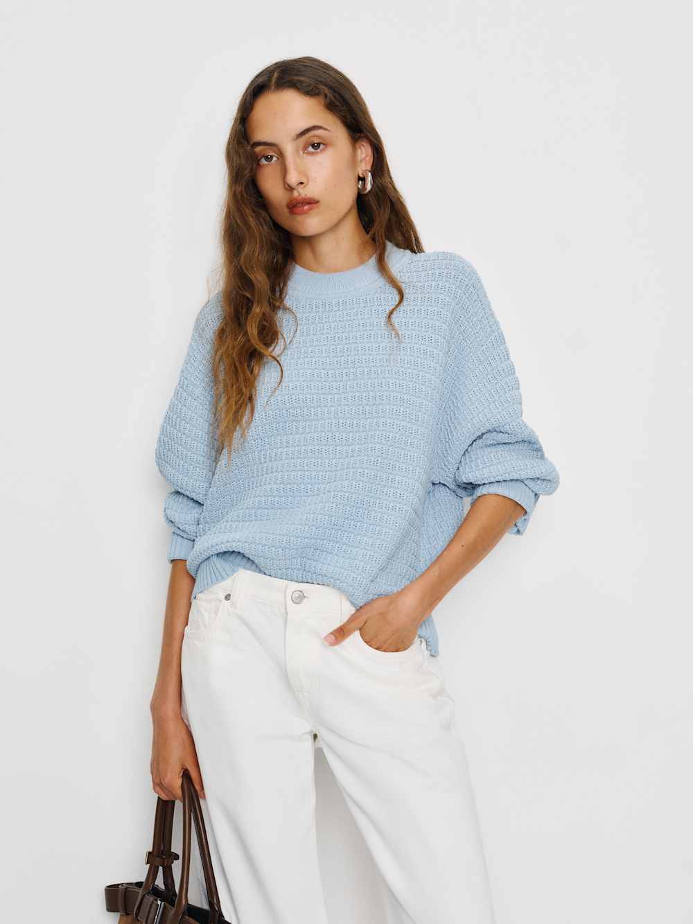 Reformation Collie Oversized Cotton Crew - Mineral