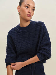 Reformation Collie Oversized Cotton Crew - Navy