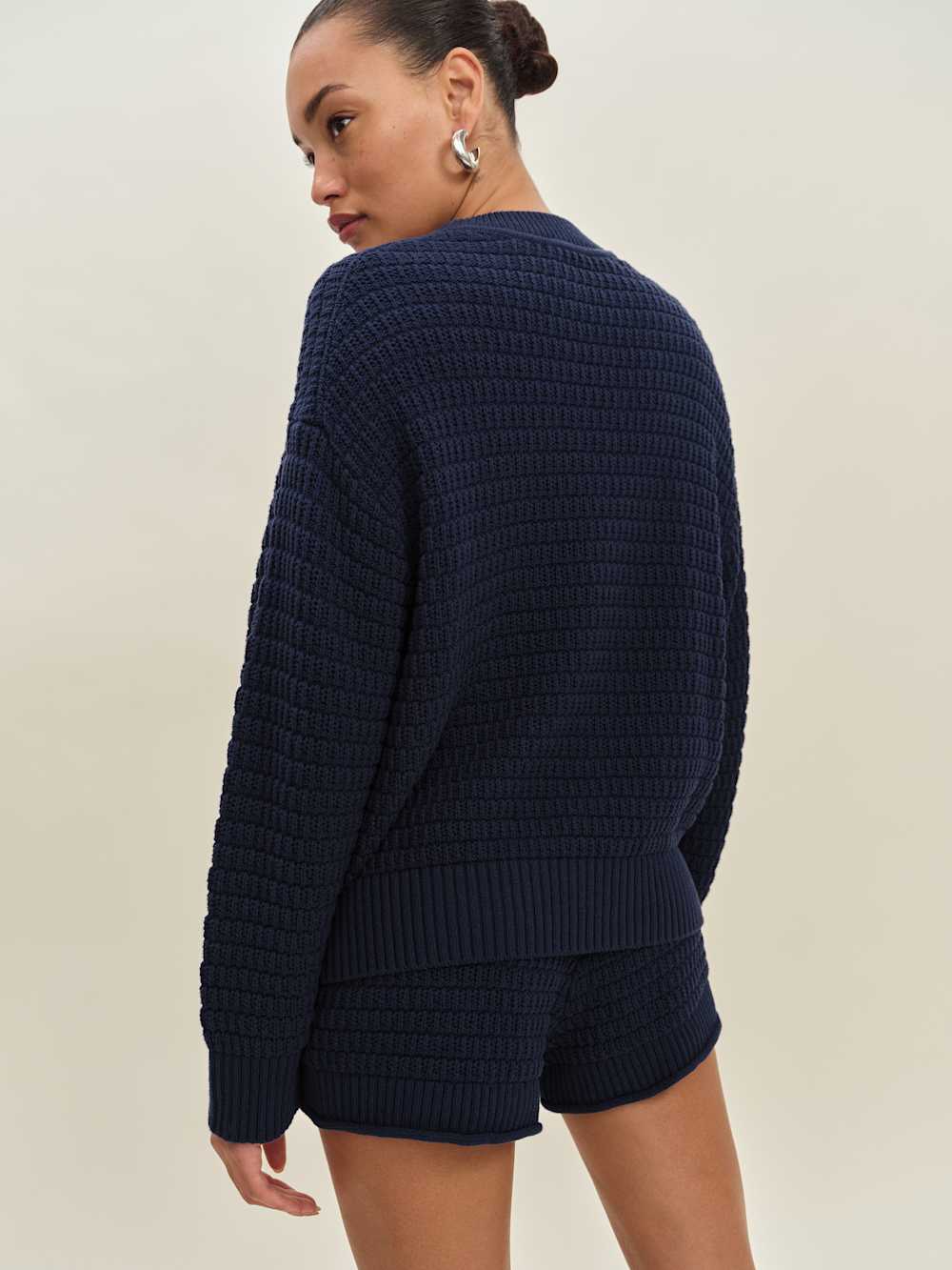 Reformation Collie Oversized Cotton Crew - Navy