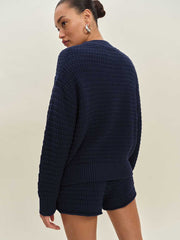 Reformation Collie Oversized Cotton Crew - Navy