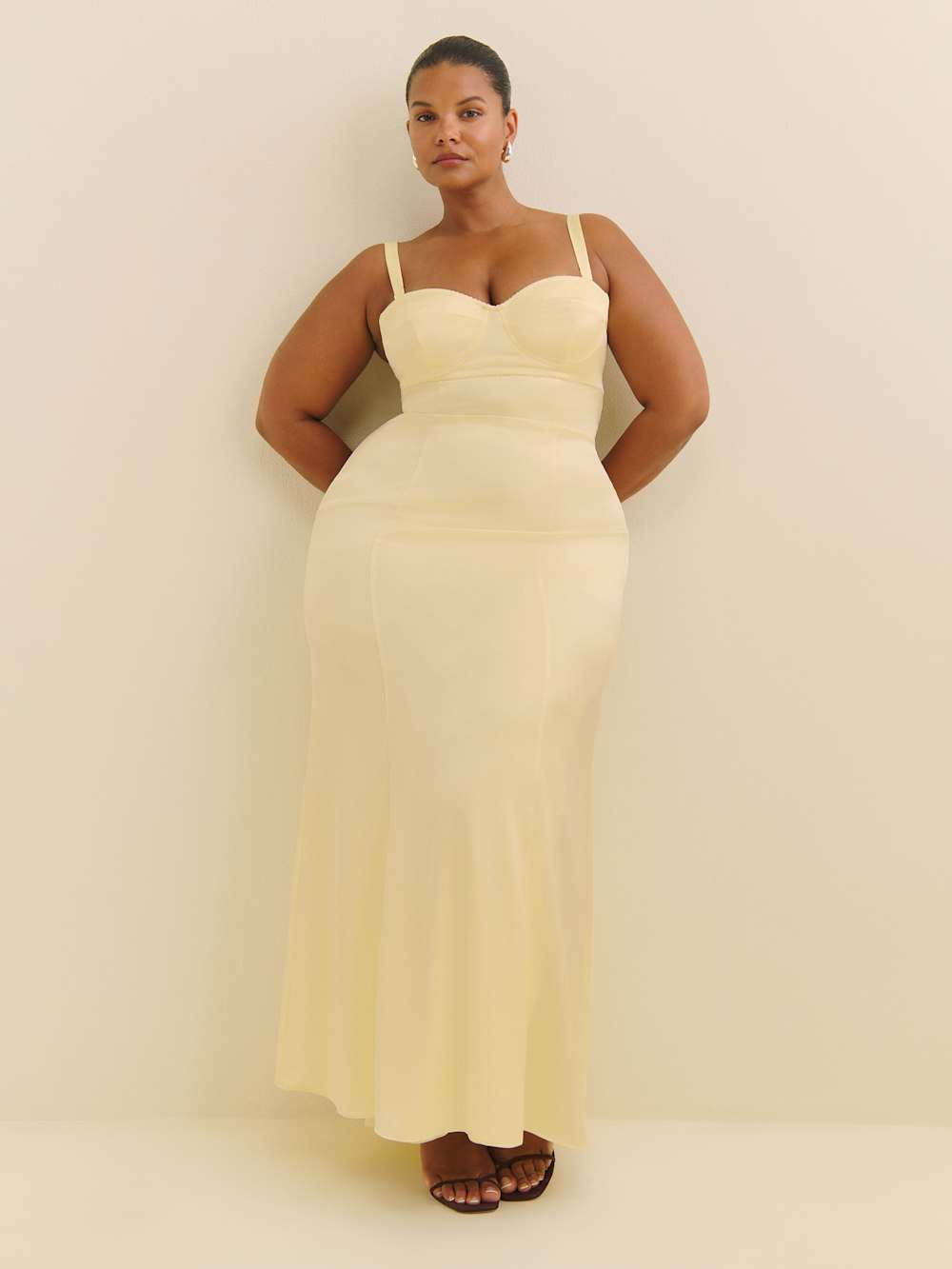 Reformation Britney Satin Dress Es - Buttercup