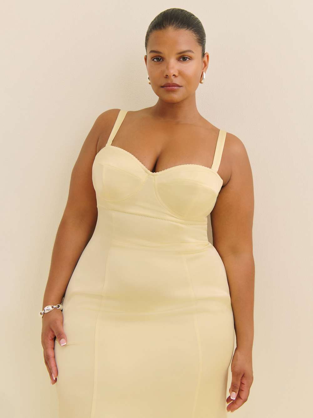 Reformation Britney Satin Dress Es - Buttercup