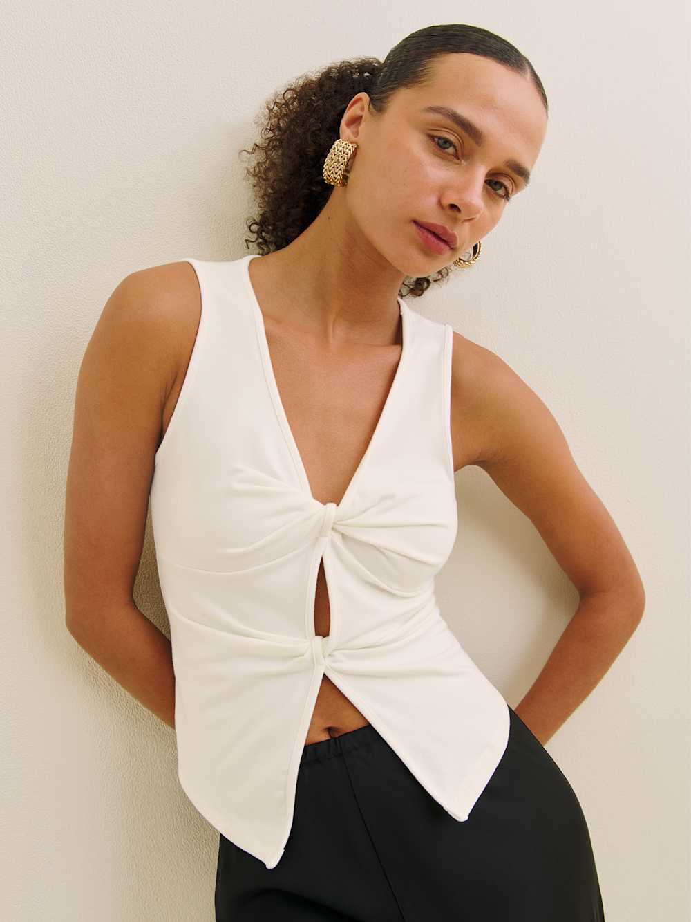 Reformation Tefi Knit Top - Fior Di Latte