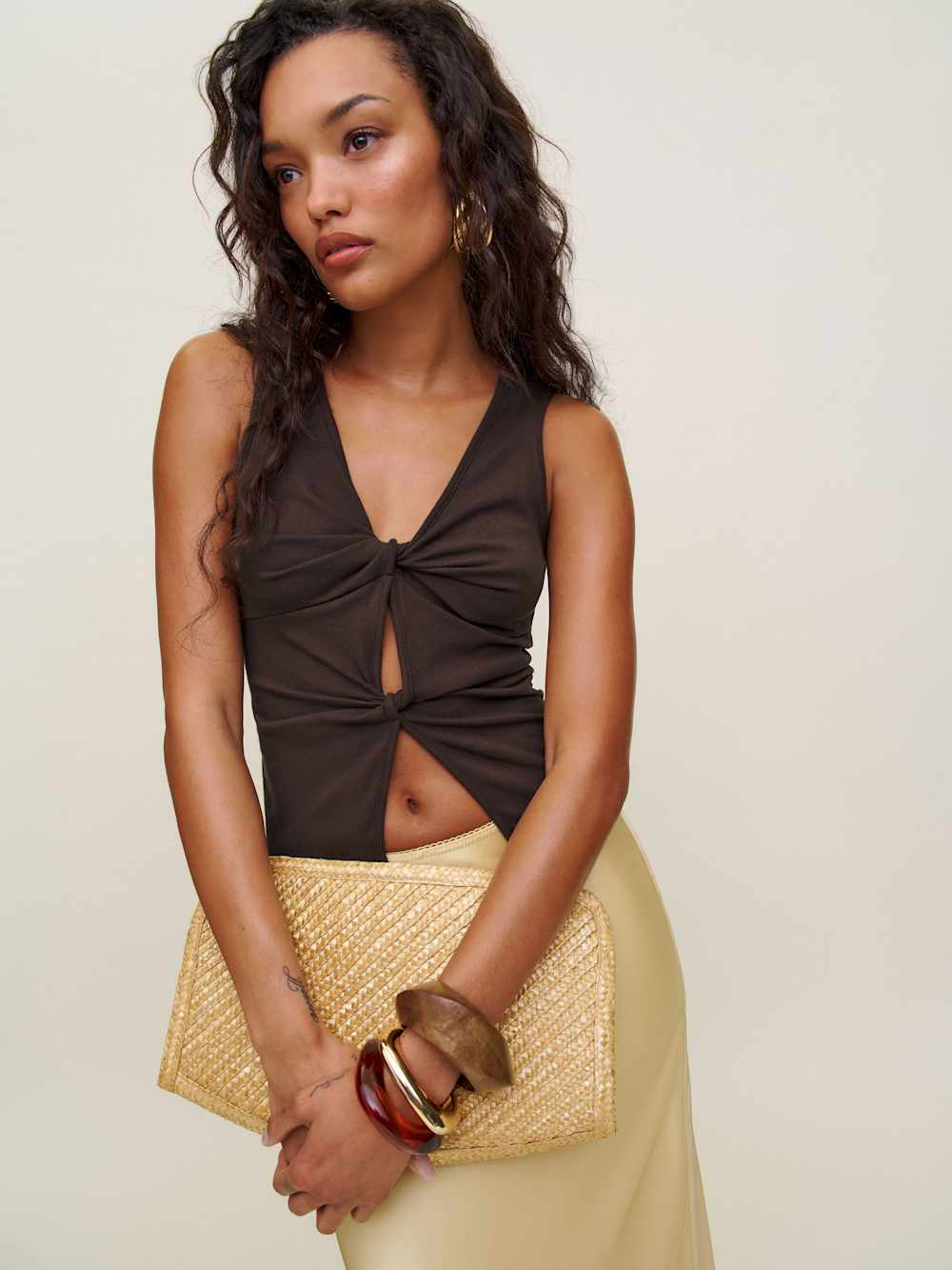 Reformation Tefi Knit Top - Mole