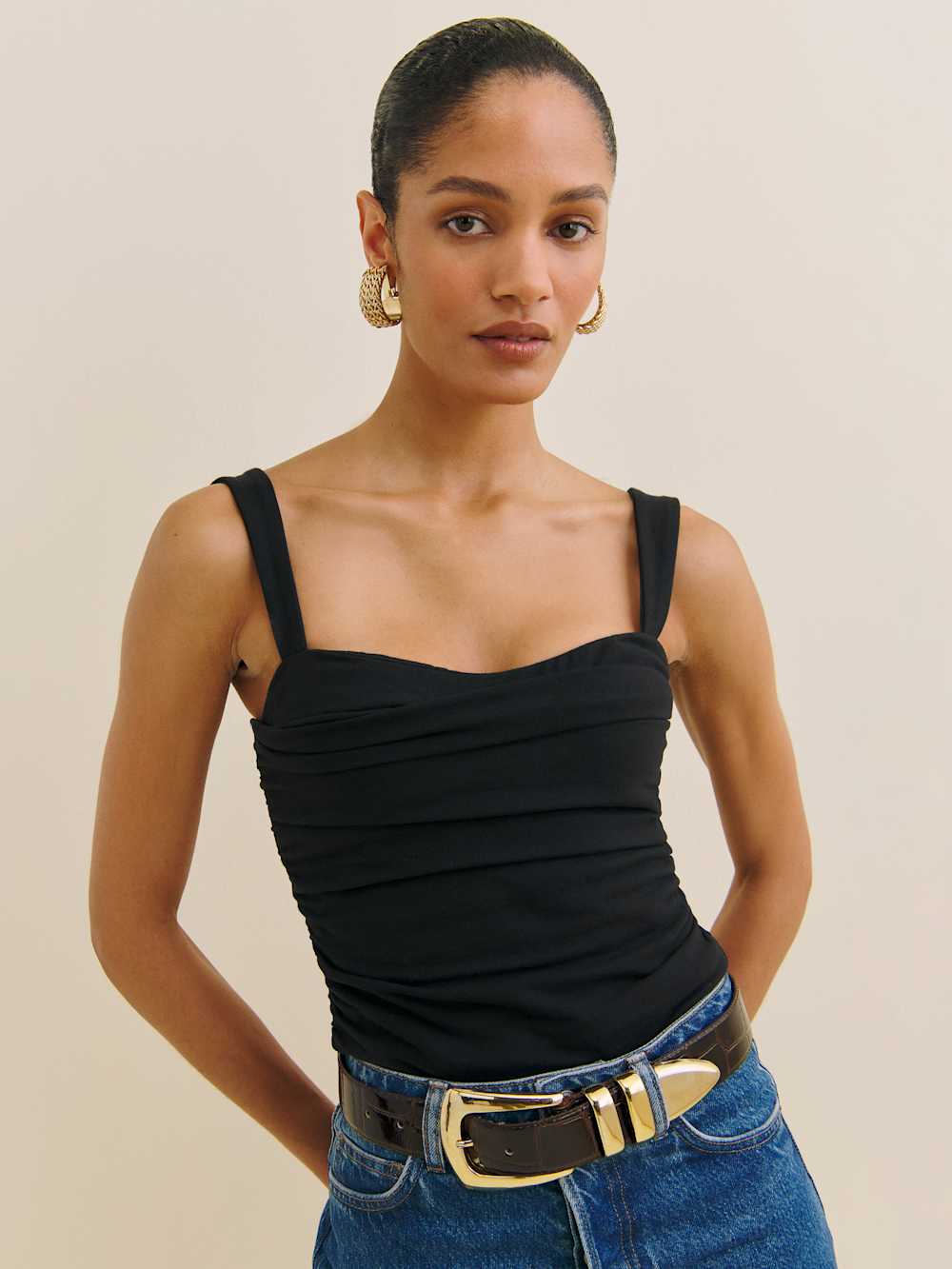 Reformation Trish Knit Top - Black