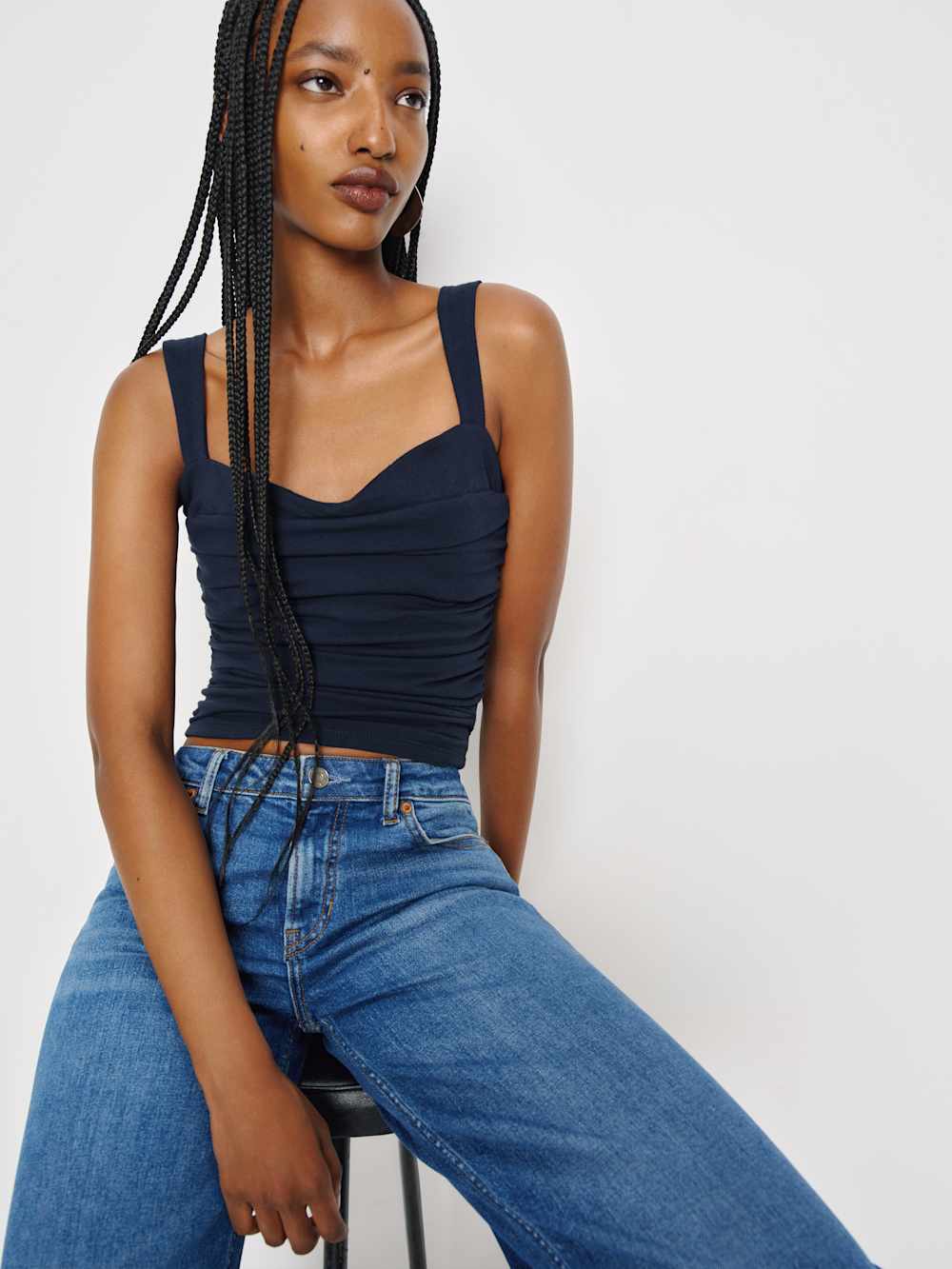 Reformation Trish Knit Top - Midnight
