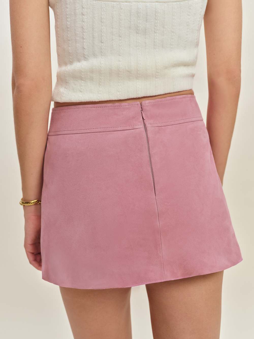 Reformation Layla Low Waist Suede Skirt - Sugar Plum