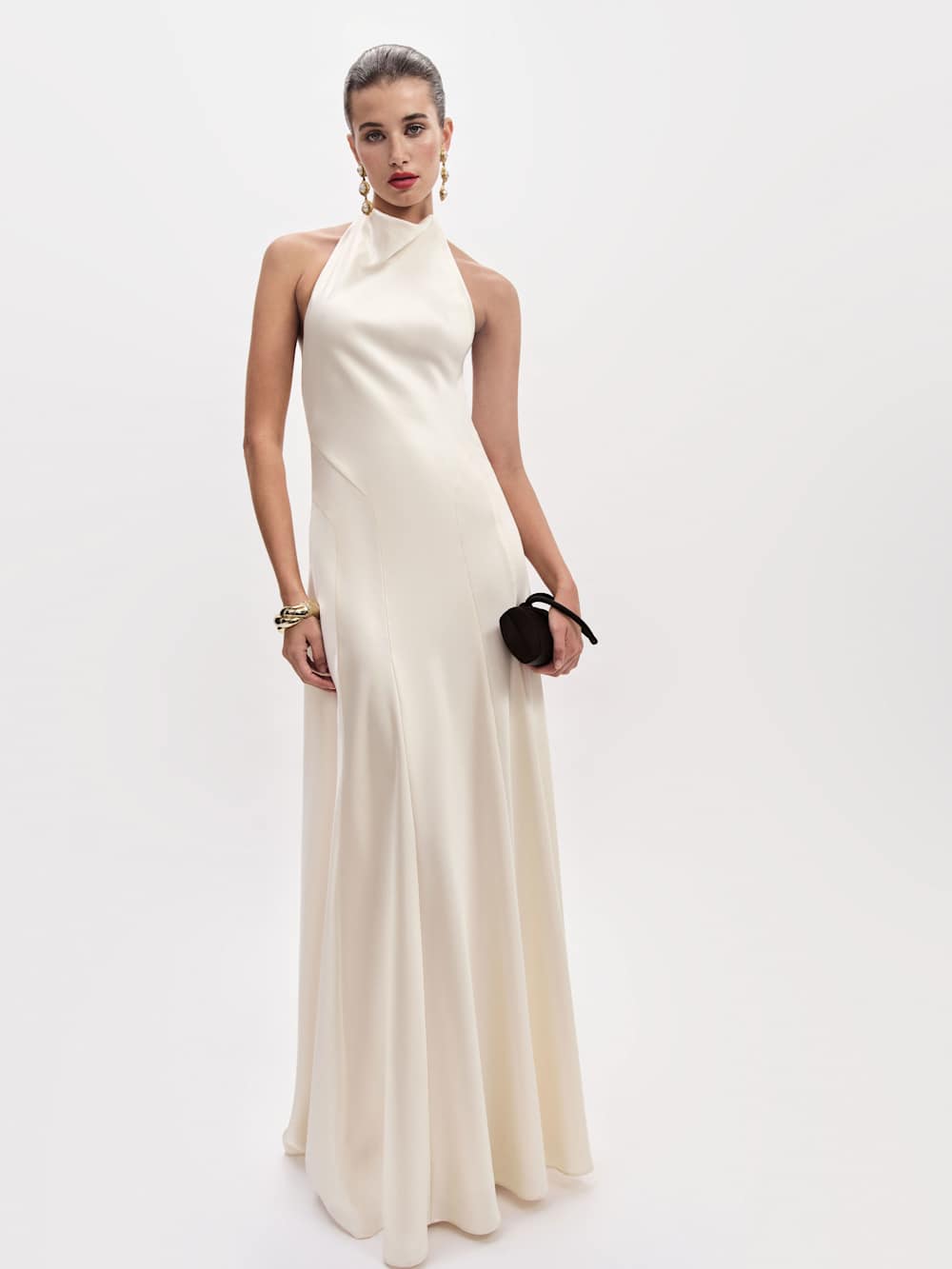 Reformation Roy Satin Dress - Fior Di Latte