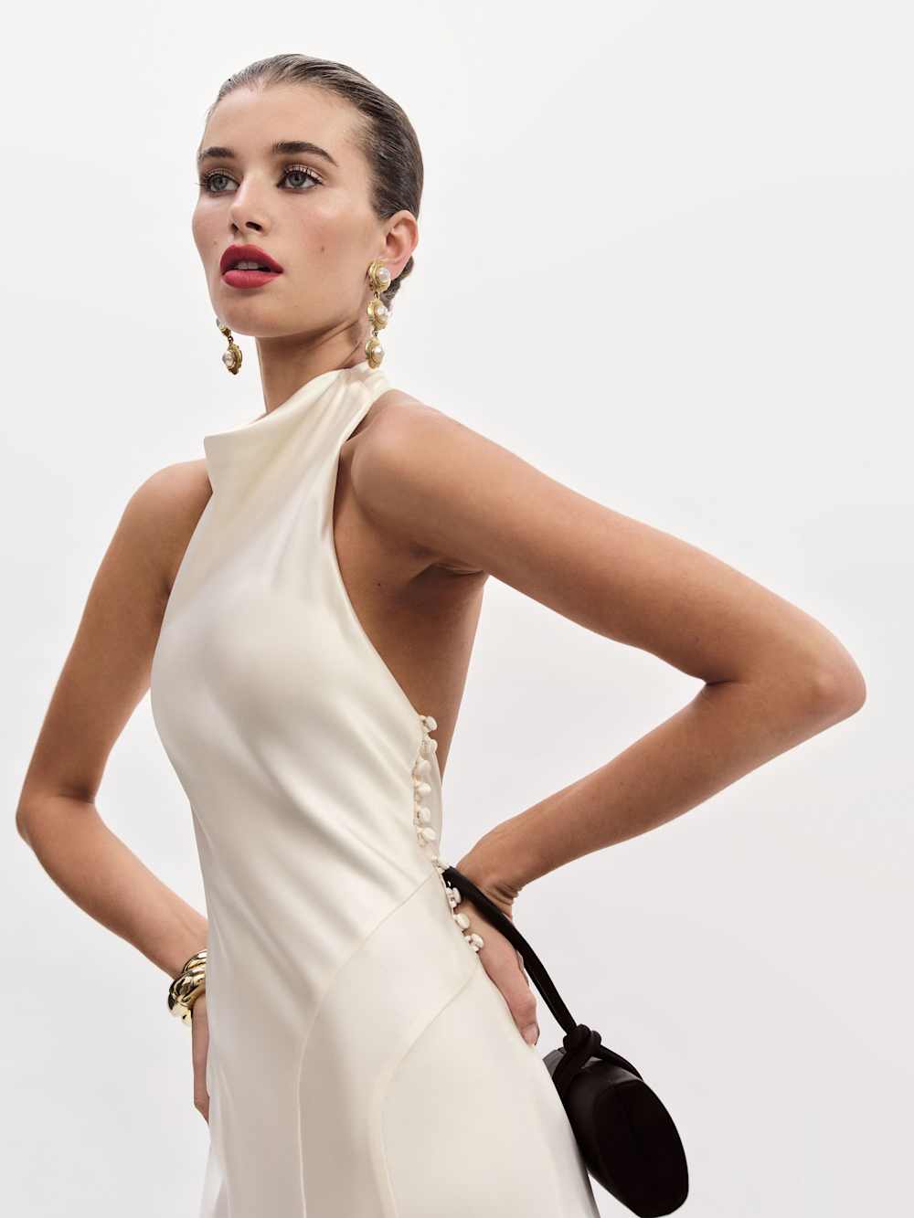 Reformation Roy Satin Dress - Fior Di Latte