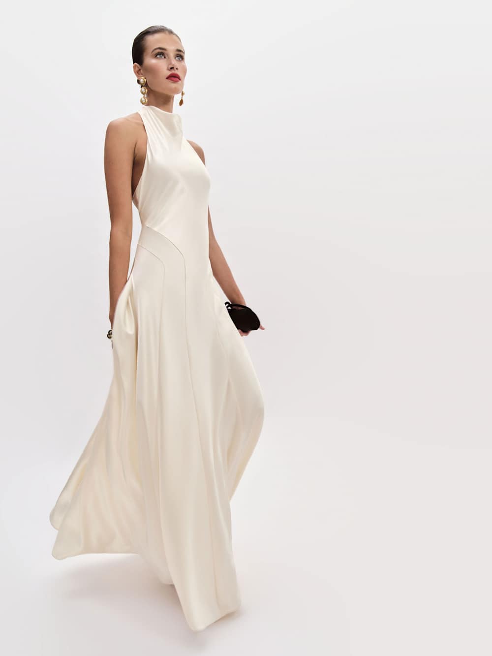Reformation Roy Satin Dress - Fior Di Latte