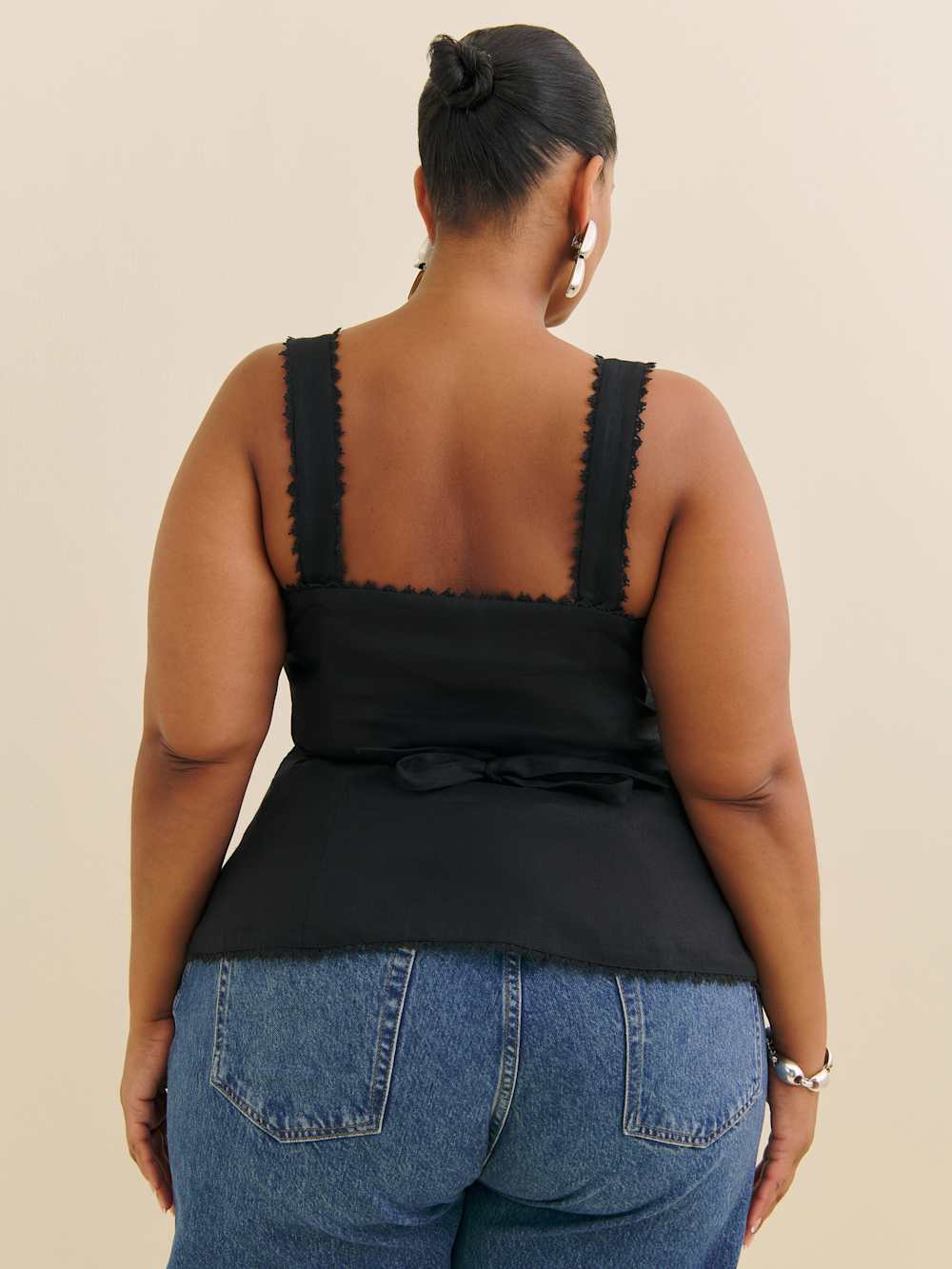 Reformation Viola Linen Top Es - Black