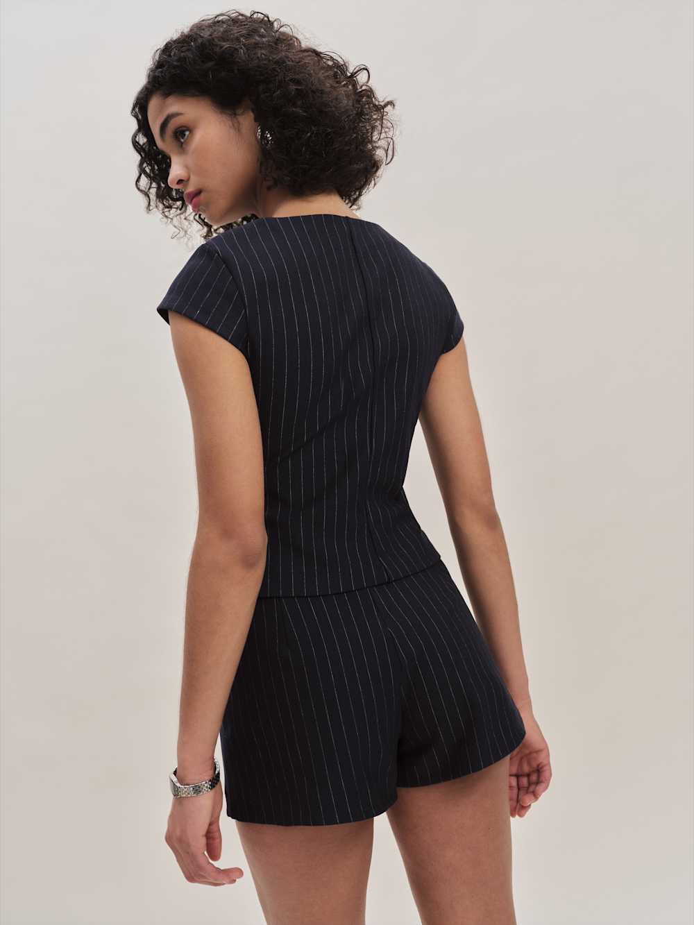 Reformation Lola Knit Two Piece - Navy Pinstripe