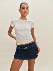 Reformation Khloe Low Rise Denim Skort - Biarritz Belted