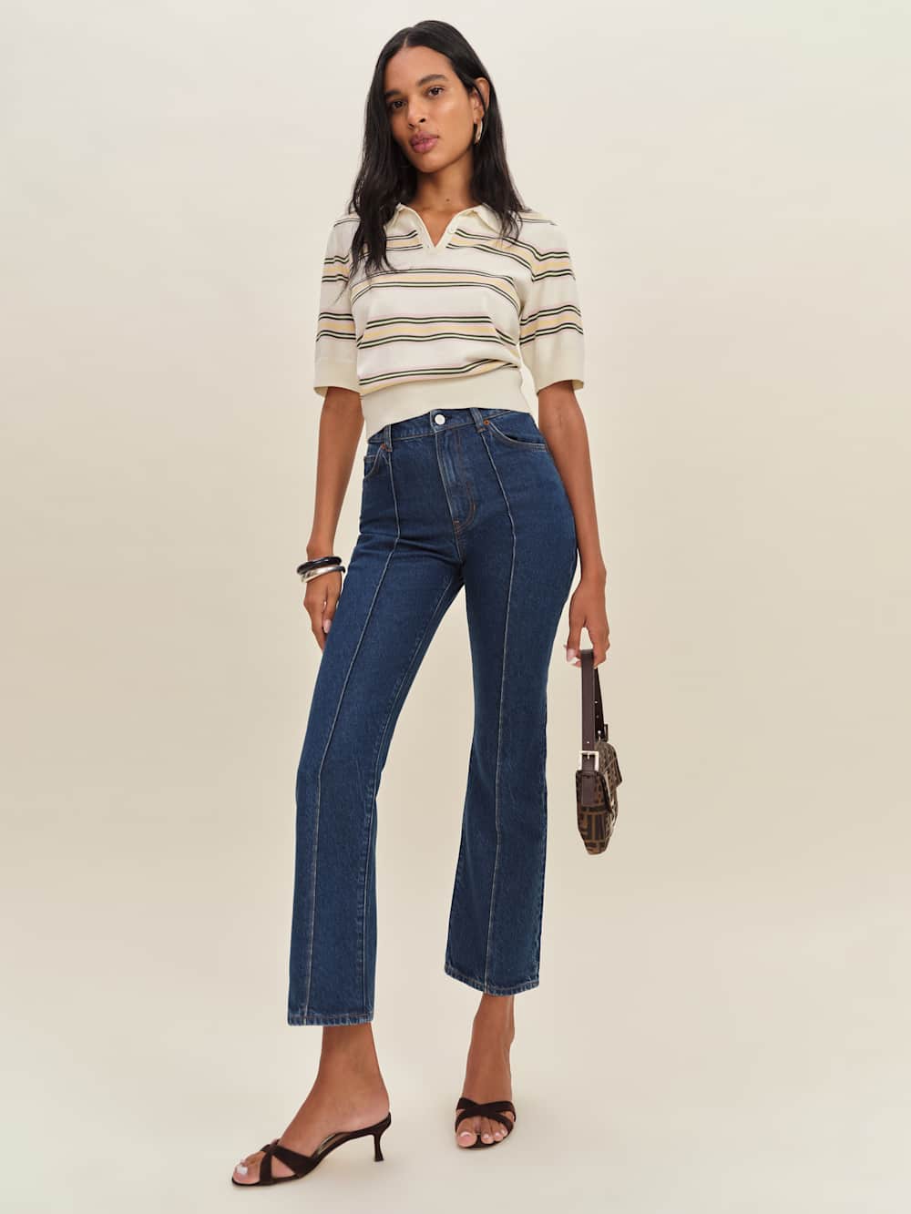 Reformation Mia High Rise Vintage Ankle Bootcut Jeans - Cleary Pintuck