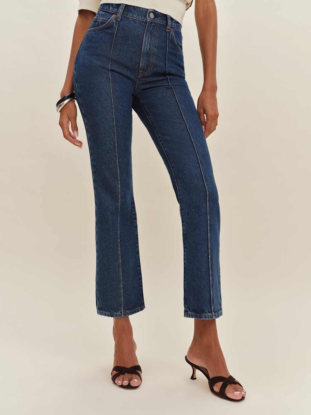 Reformation Mia High Rise Vintage Ankle Bootcut Jeans - Cleary Pintuck