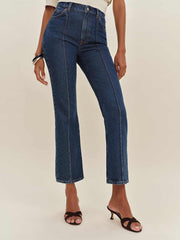 Reformation Mia High Rise Vintage Ankle Bootcut Jeans - Cleary Pintuck