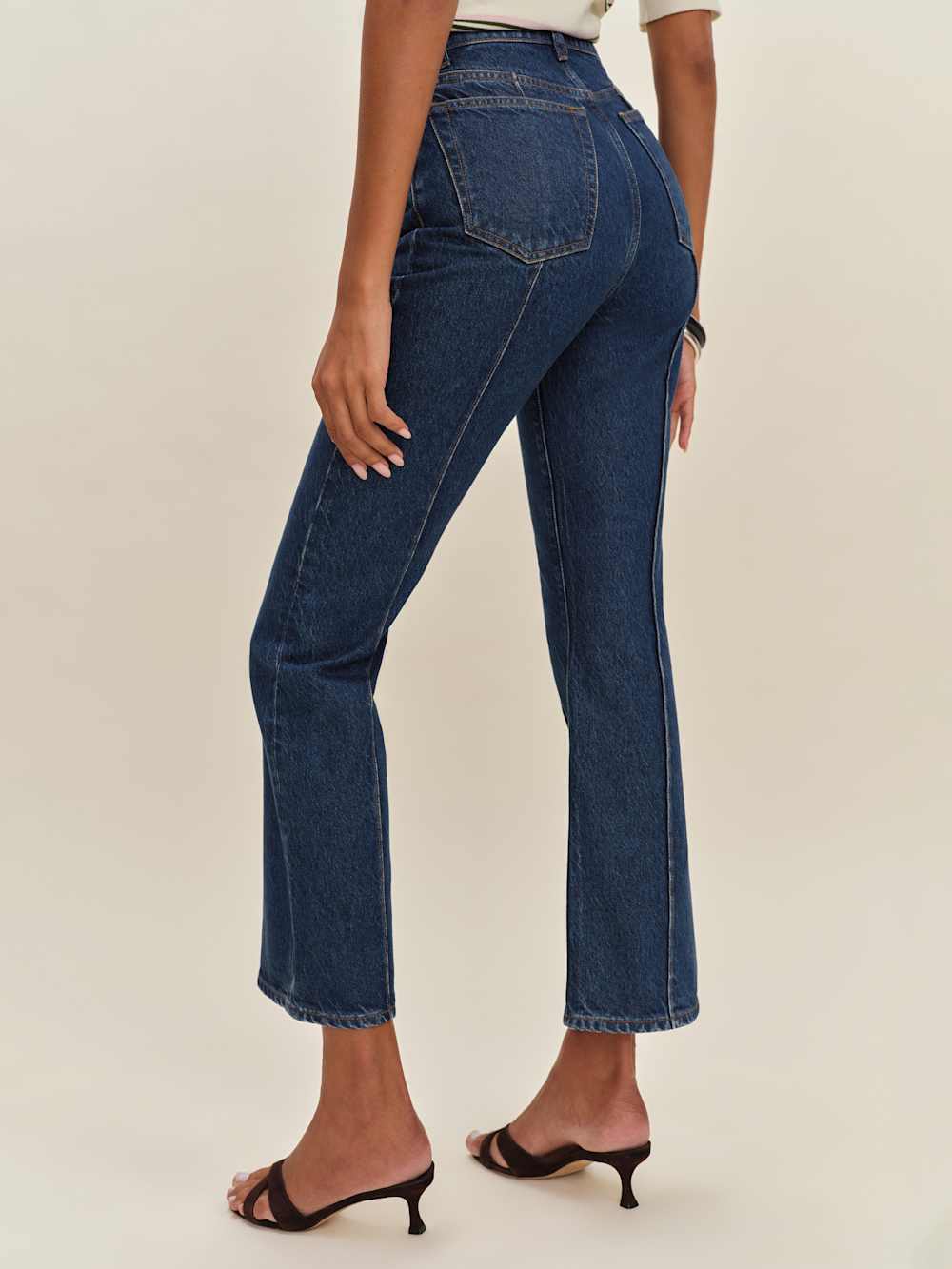 Reformation Mia High Rise Vintage Ankle Bootcut Jeans - Cleary Pintuck