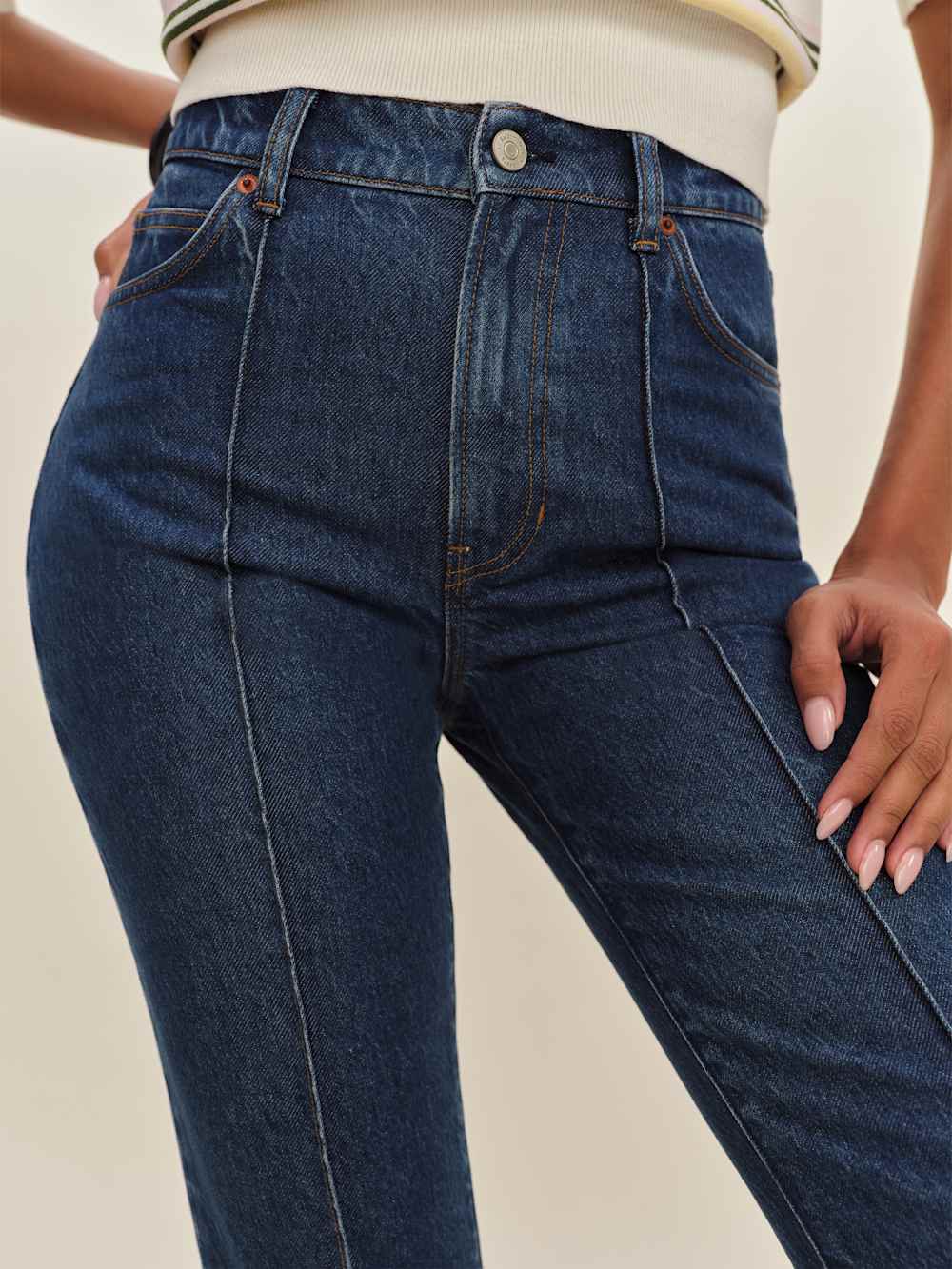 Reformation Mia High Rise Vintage Ankle Bootcut Jeans - Cleary Pintuck